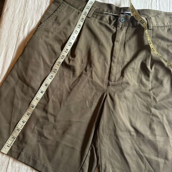 Nike Golf Shorts Mens 38 Dri-Fit Brown Chino Pants Swoosh Standard Fit Pleated - Picture 5 of 10